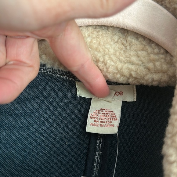 SUNDANCE Green Wool tweed Shearling Sherpa Toggle Zip Long Coat Size 8 NEW - Picture 5 of 6